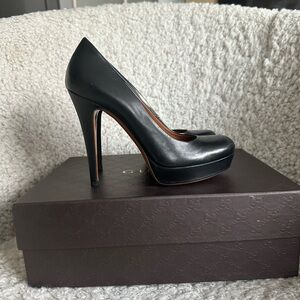 Gucci Black Leather Platform Heels